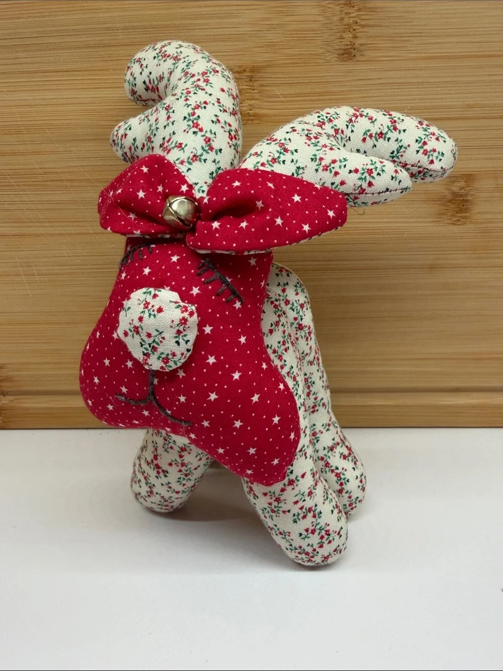 Vintage Hadmade Fabric Reindeer 8”